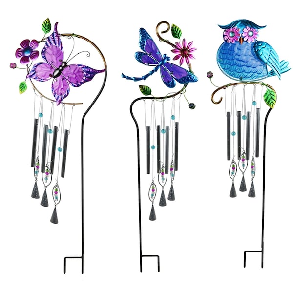 Meadowcreek Meadow Creek Assorted Glass/Metal 28 in. H Windchime Outdoor Garden Stake ZAC47M2231 - main